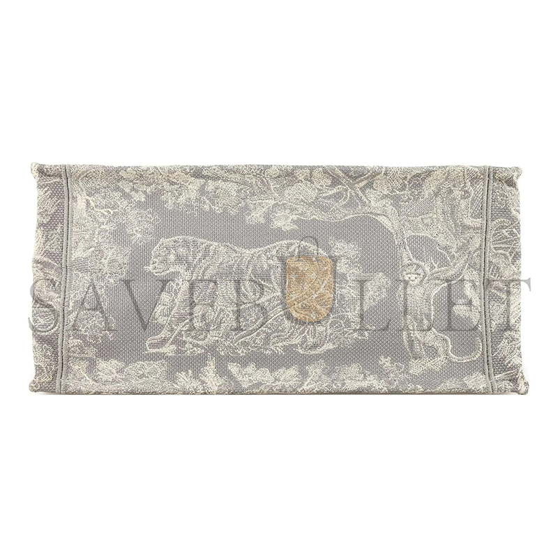 D*or canvas embroidered medium D*oriviera toile de jouy book tote gray m1296zrgo-m932 (36.5*28*17.5cm)